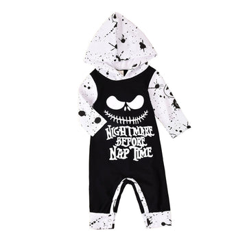 Halloween Hooded Baby Romper – Unisex Long Sleeve Cotton Outfit