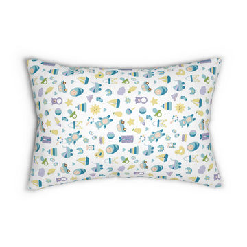 Whimsical Space-Themed Lumbar Pillow for Kids' Rooms - Gift for Astronaut Lovers, Playroom Accent, Cosmic Home Decor