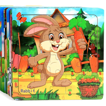 20pc Wooden 3D Animal Vehicle Puzzle Toy for Kids Age 1-3