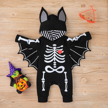 Halloween Bat Baby Romper – Cotton Hooded Jumpsuit for Infants