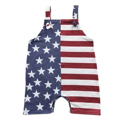 Baby Girl July 4th Bubble Romper, Cotton Blend