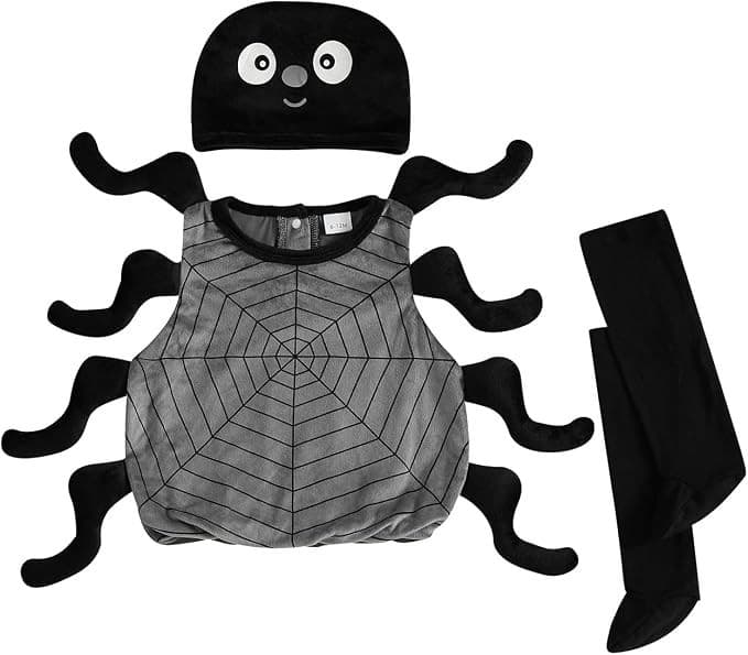 Baby Spider Costume Set, Sleeveless Top with Hat and Tights