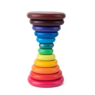 Rainbow Wooden Pebbles Stack Blocks