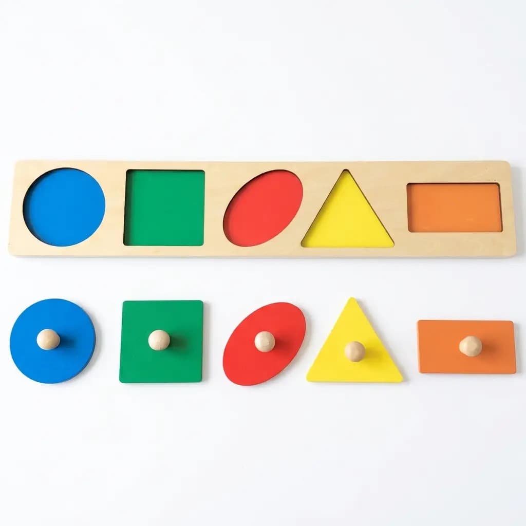 Wooden Geometric Shape Sorter - Montessori Puzzle Board for Toddlers