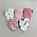 5Pcs Baby Bibs Cotton Bandana Triangle Cartoon Print Towel