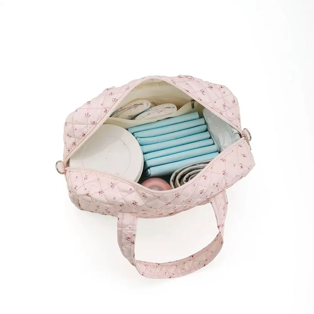 Travel Essentials Multifunctional Baby Diaper Bag Crossbody Large Capacity Mommy Bag Flower Baby Nappy Bag for Mother Kids