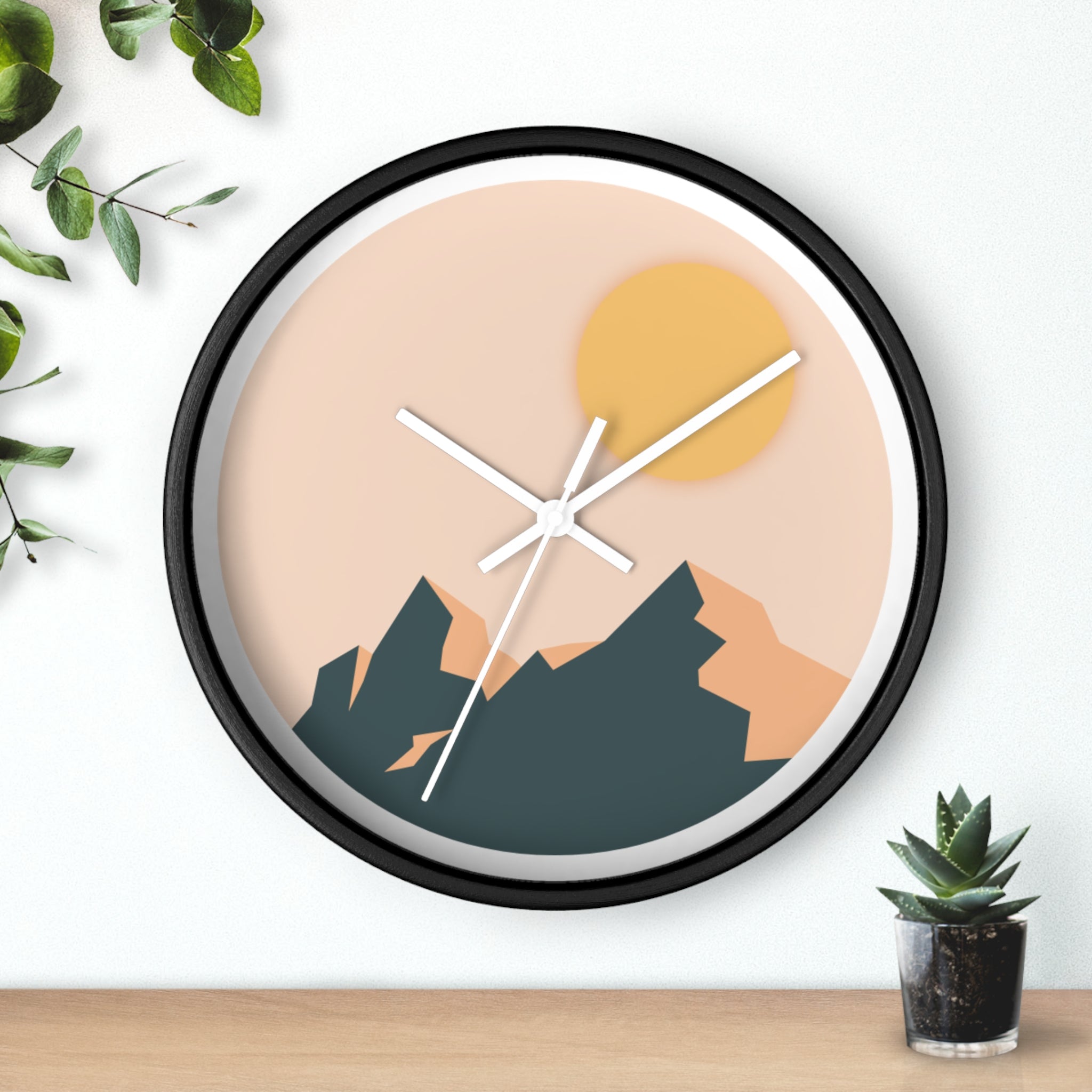 Wall Clock - 'Mountain pastel' - Modern Decor for Home and Office