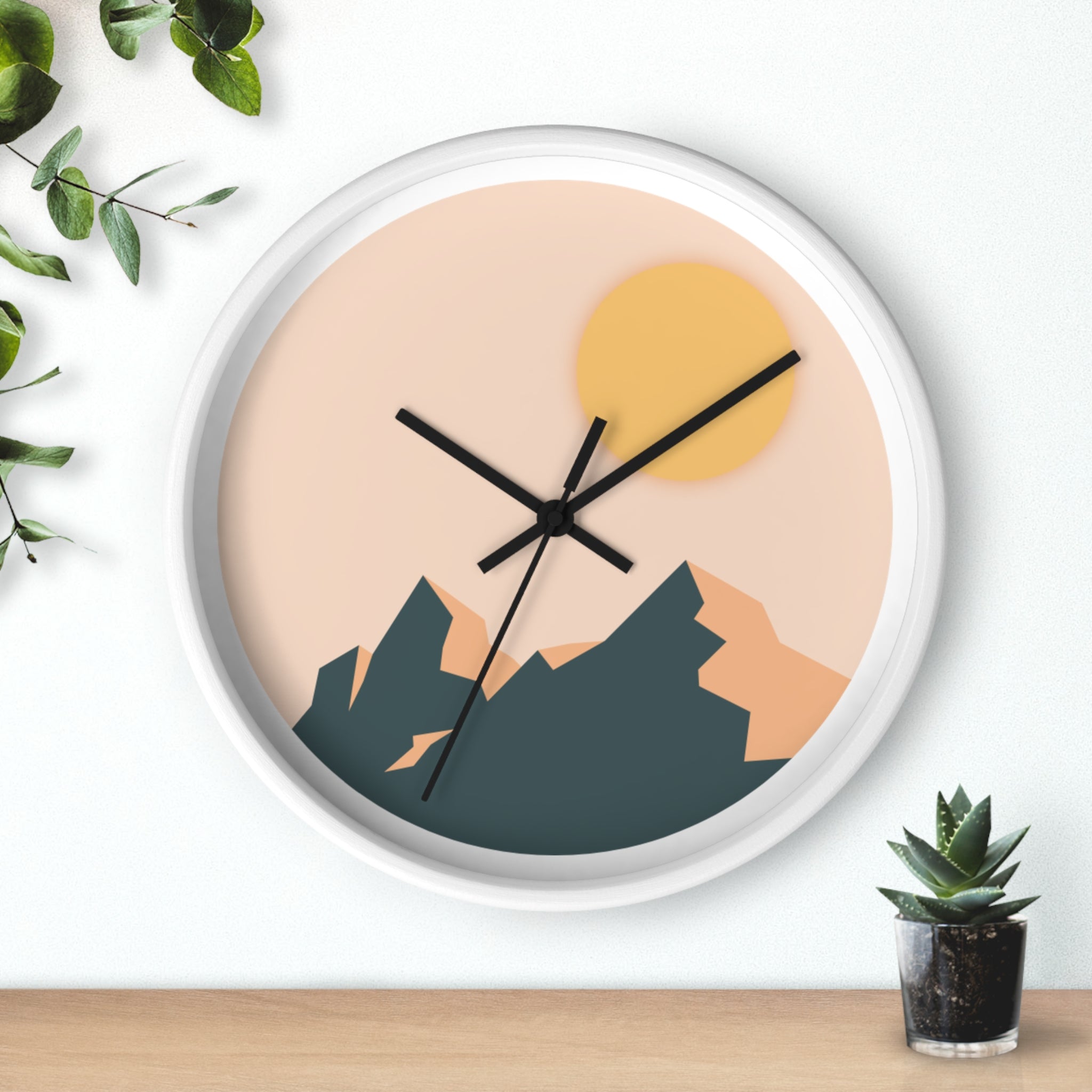 Wall Clock - 'Mountain pastel' - Modern Decor for Home and Office