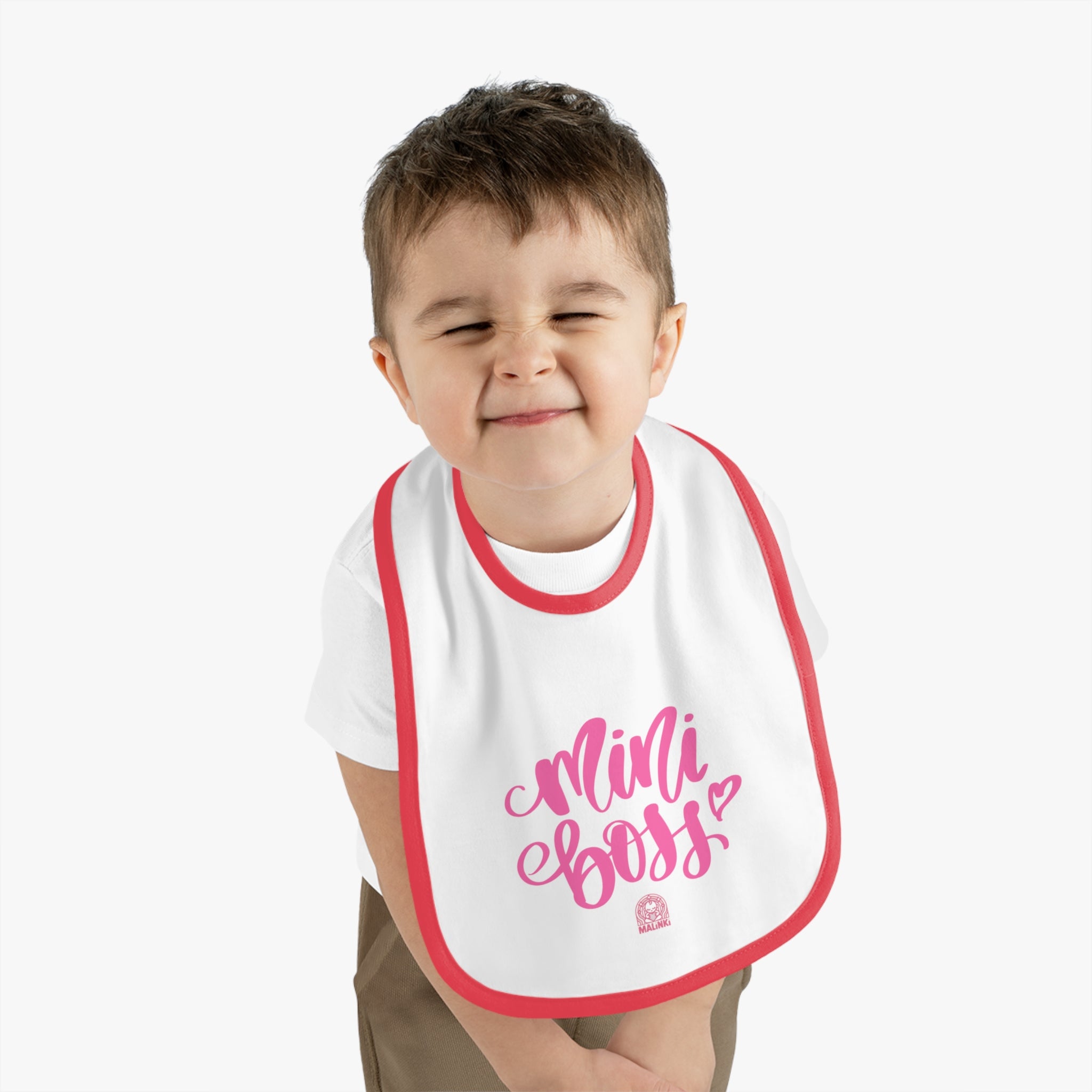 Baby Contrast Trim Jersey Bib - 'Mini Boss Girl'