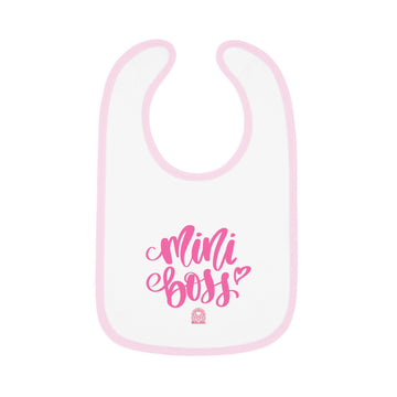 Baby Contrast Trim Jersey Bib - 'Mini Boss Girl'