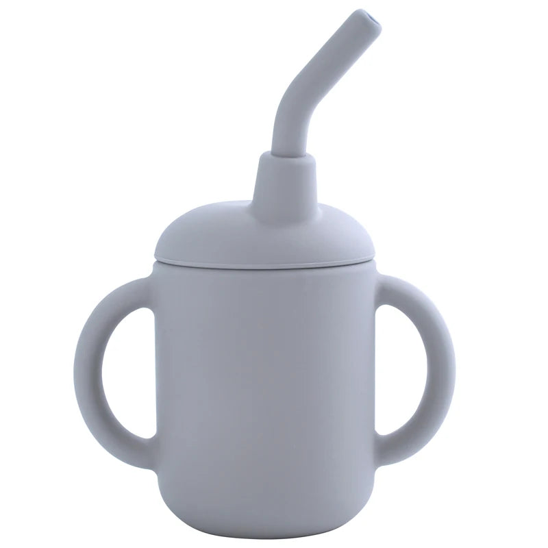 Portable Baby Feeding Cups Kids Learning Drinkware Liquid Feed Silicone Sippy Cups Leakproof Mug Toddlers Straw Water Bottle