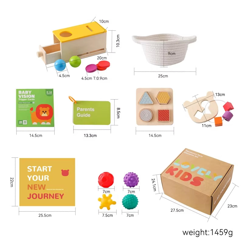 Baby Montessori Toy Set 0-12 Months Baby Learning Cognitive Kit