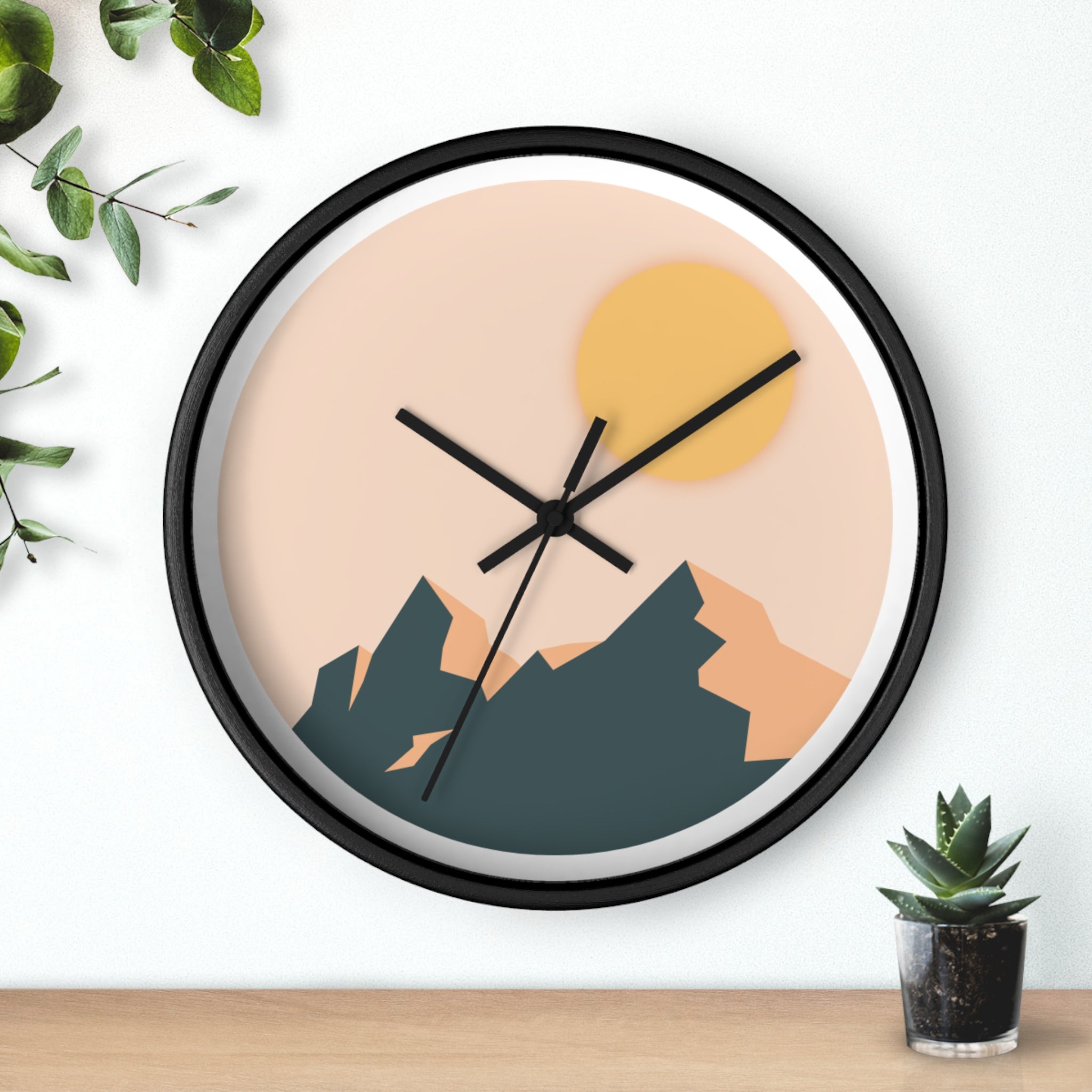 Wall Clock - 'Mountain pastel' - Modern Decor for Home and Office