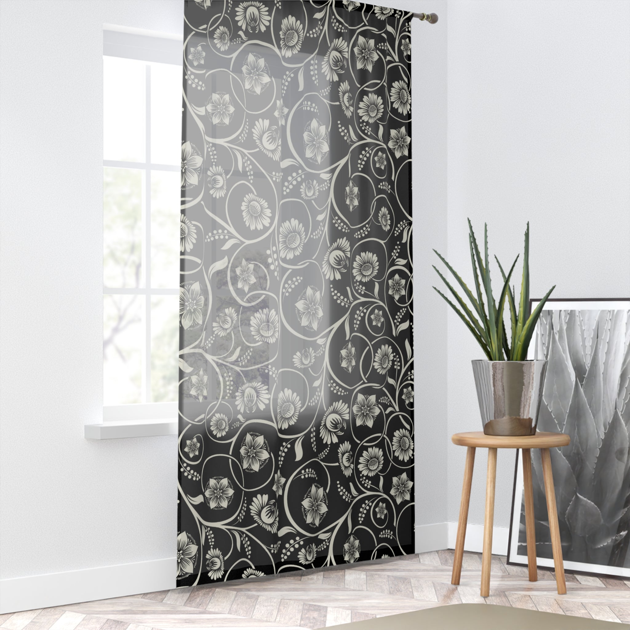 Elegant Floral Sheer Window Curtain for Natural Light and Home Decor