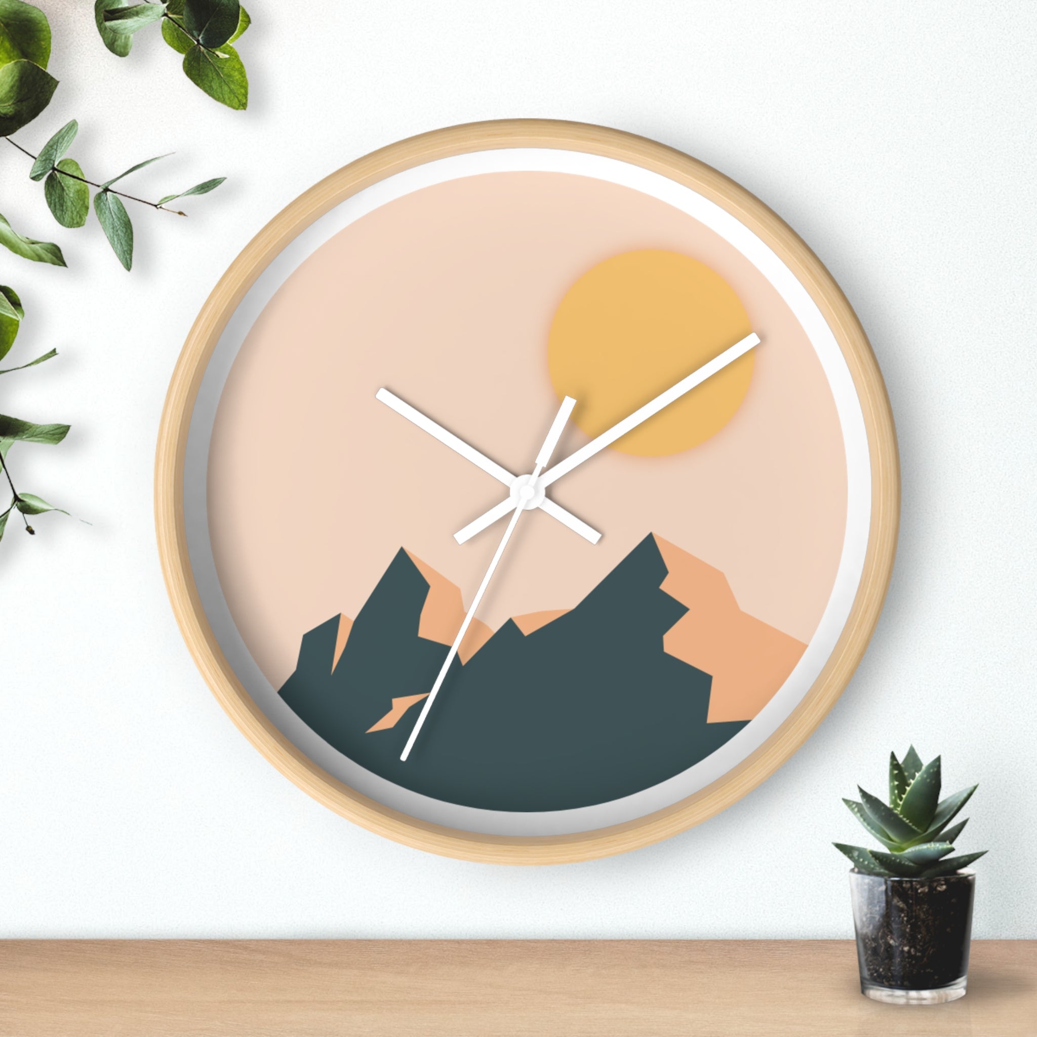 Wall Clock - 'Mountain pastel' - Modern Decor for Home and Office
