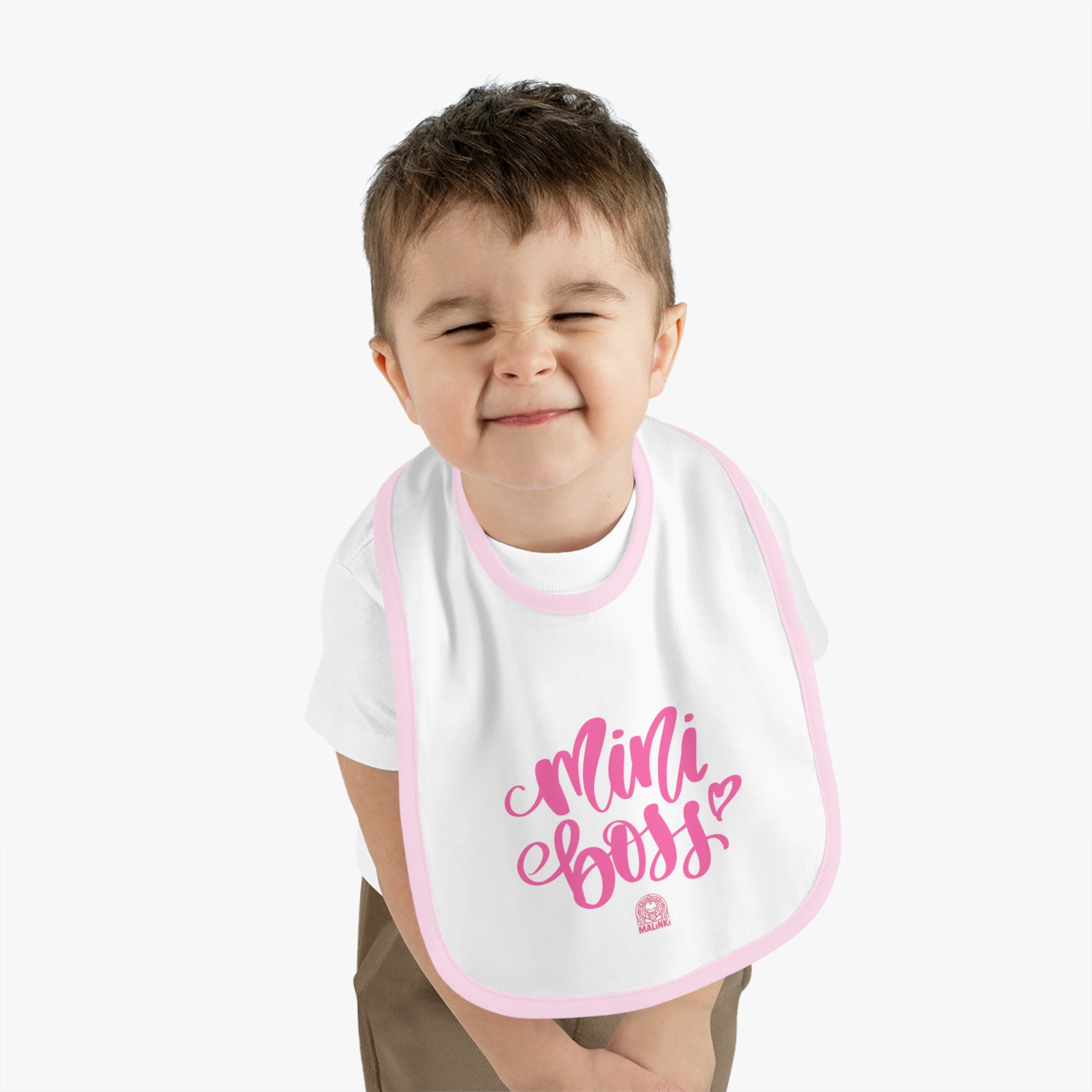 Baby Contrast Trim Jersey Bib - 'Mini Boss Girl'