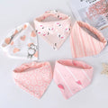 5Pcs Baby Bibs Cotton Bandana Triangle Cartoon Print Towel