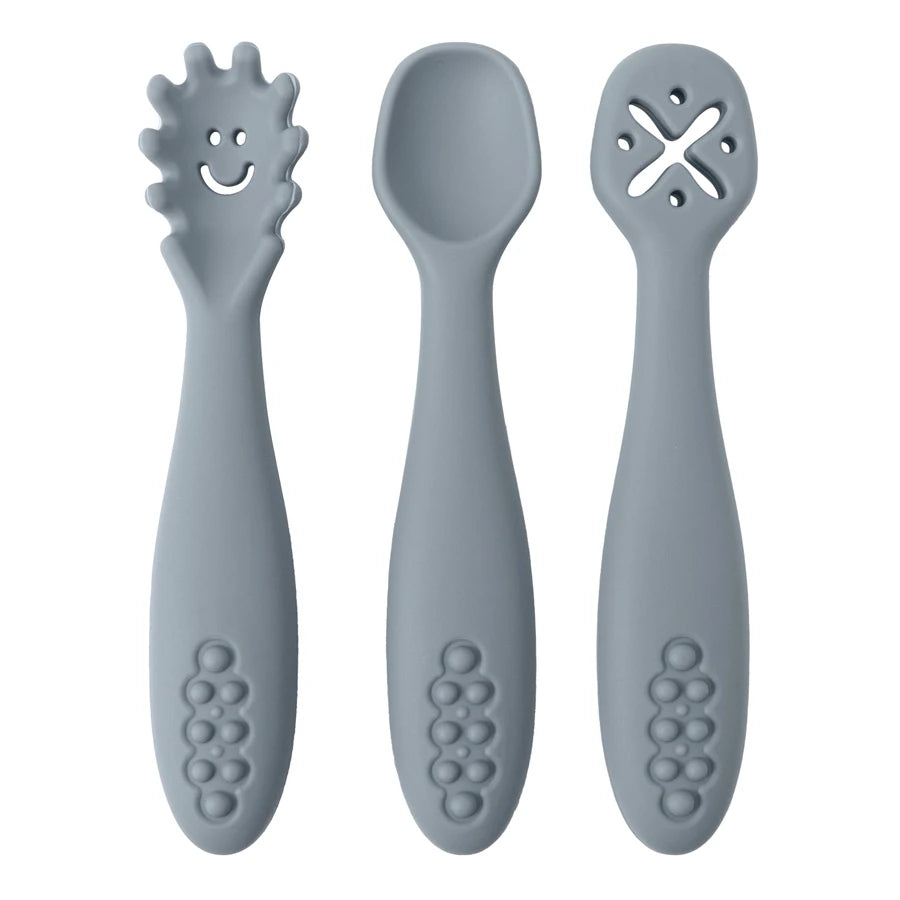 3PCS Baby Silicone Spoon Fork Set, Toddler Feeding Cutlery