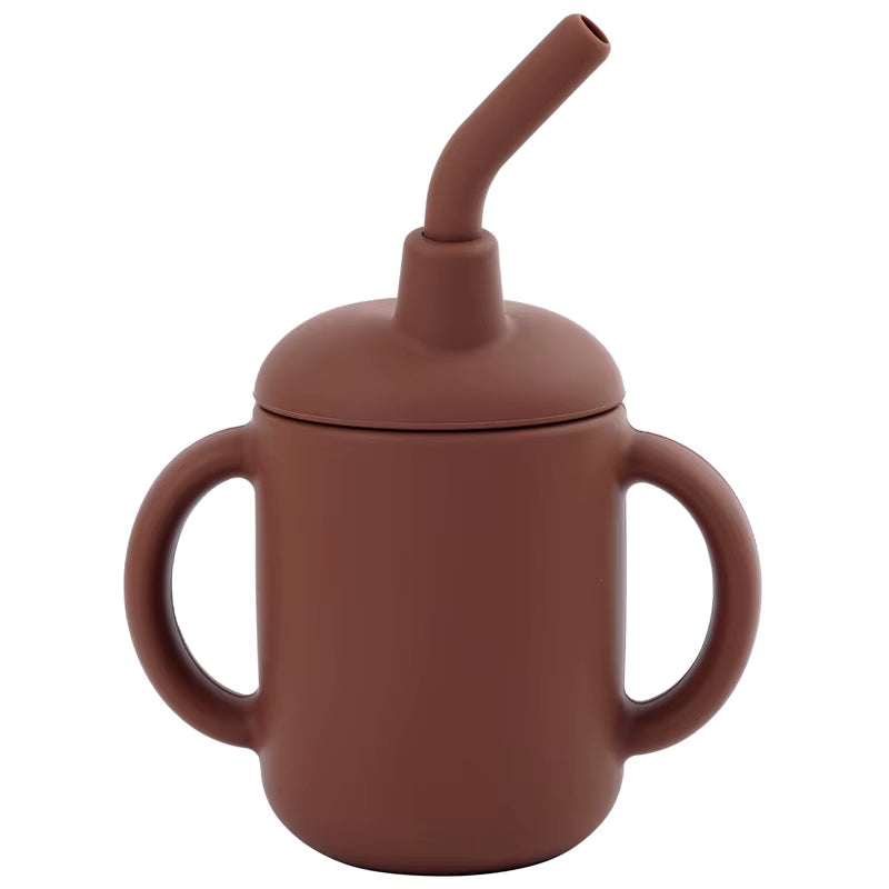 Portable Baby Feeding Cups Kids Learning Drinkware Liquid Feed Silicone Sippy Cups Leakproof Mug Toddlers Straw Water Bottle