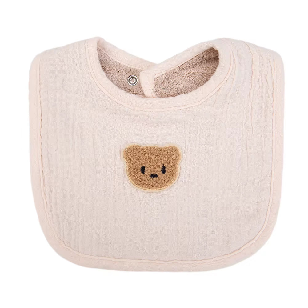 Cute Bear Muslin Cotton Baby Bibs Saliva Towel U-Absorbent Pockets Korean Children Kids Boys Girls Bandanas Feeding Burp Clothes