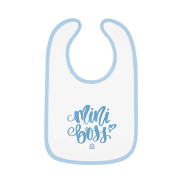 Baby Contrast Trim Jersey Bib - 'Mini Boss Boy'