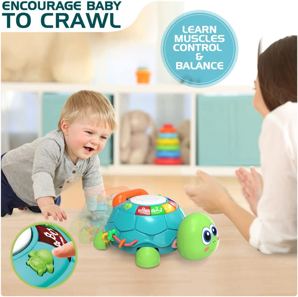 Baby Toys 6 to 12 Months, Musical Turtle Crawling Baby Toys