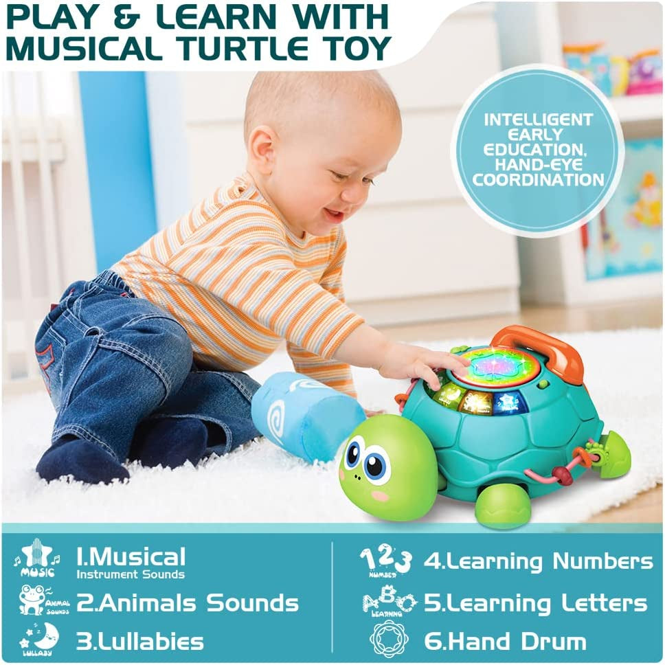 Baby Toys 6 to 12 Months, Musical Turtle Crawling Baby Toys