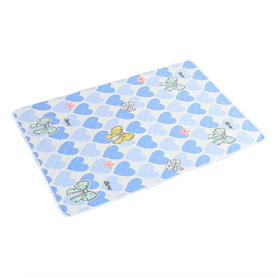 80x120cm 4-Layer Waterproof Dino Heart Diaper Mat for Baby Care