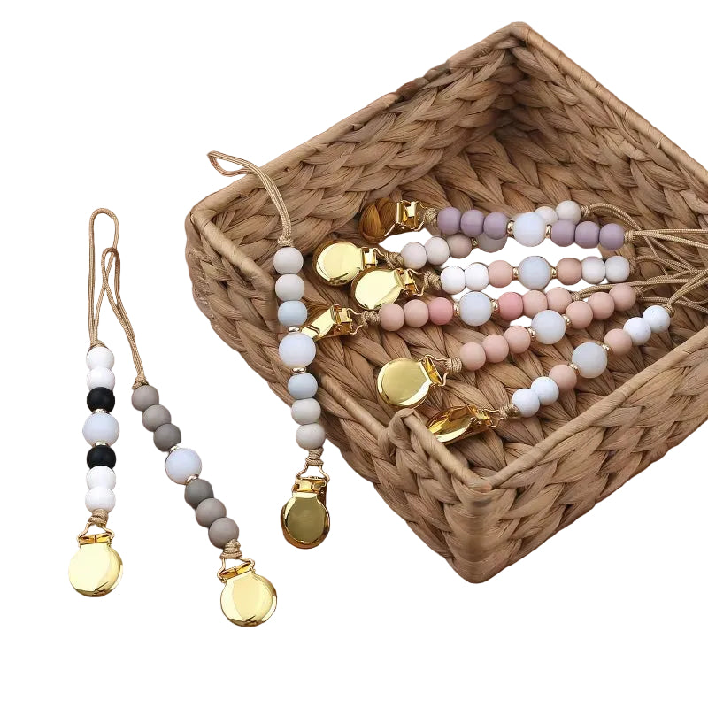 Pacifier Clips Chain Silicone Beads BPA Free DIY Dummy Clip Holder Soother Chains Baby Teething Toys Chew Shower Gifts Dropship