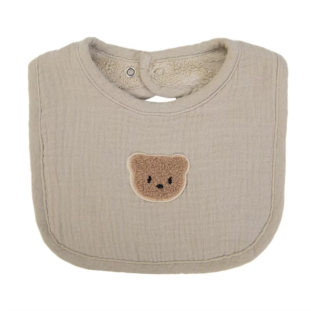 Cute Bear Muslin Cotton Baby Bibs Saliva Towel U-Absorbent Pockets Korean Children Kids Boys Girls Bandanas Feeding Burp Clothes