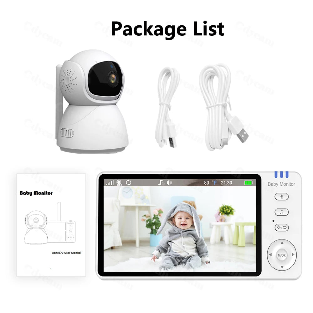 5" 720P Baby Monitor, Pan-Tilt, 4X Zoom, 2-Way Audio, Night Vision