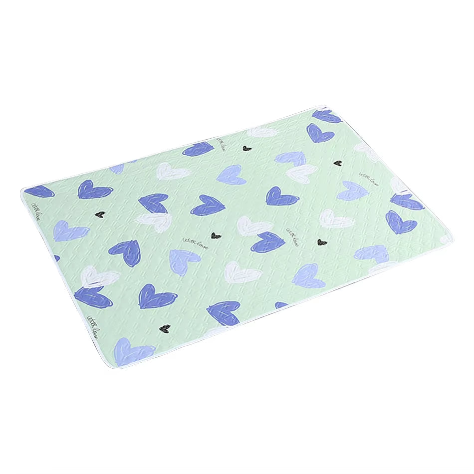 80x120cm 4-Layer Waterproof Dino Heart Diaper Mat for Baby Care