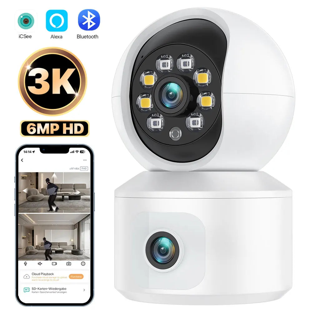 WiFi IP Camera Dual Lens PTZ Auto Tracking Baby Monitor