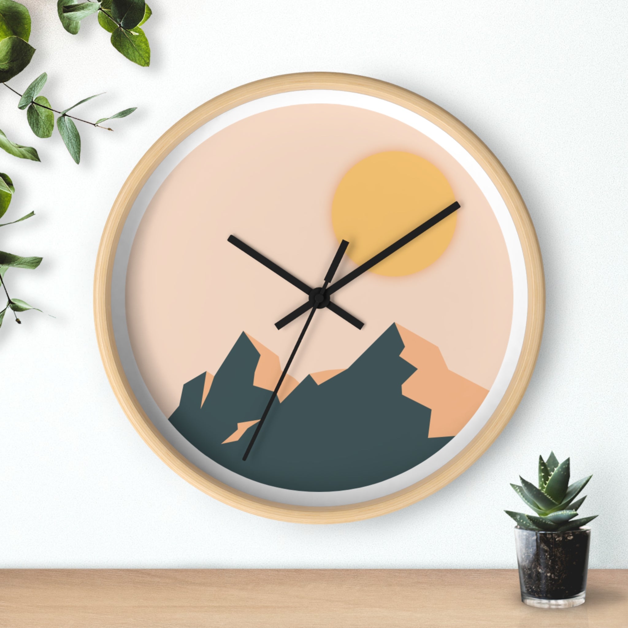 Wall Clock - 'Mountain pastel' - Modern Decor for Home and Office