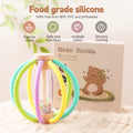 Wooden Baby Rattle Rain Drum & Silicone Teether Toy Gift