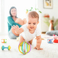 Wooden Baby Rattle Rain Drum & Silicone Teether Toy Gift