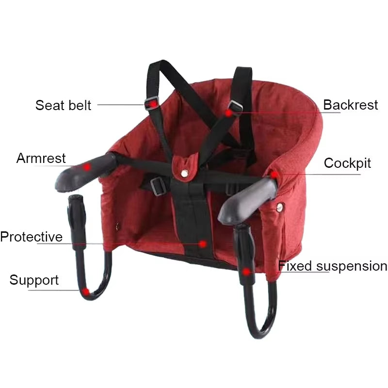 Portable Baby Feeding High Chair with Five-Point Safety Belt