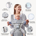 Baby Carrier Newborn to Toddler,  Premium Fabric 6-In-1 Baby Carrier, Grey