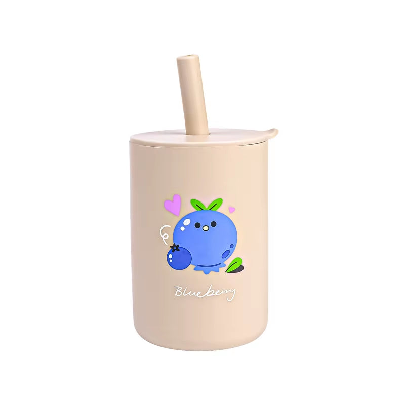 TYRY.HU 1PCS Baby Silicone Sippy Cup with Lid Portable Drinking Cup Children'S Anti-Leak Feeding Cup Food Grade Silicone 150ML