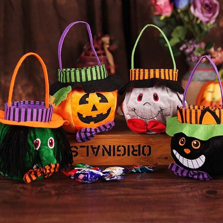 Halloween Pumpkin Candy Bag – Cute Velvet Trick-or-Treat Basket