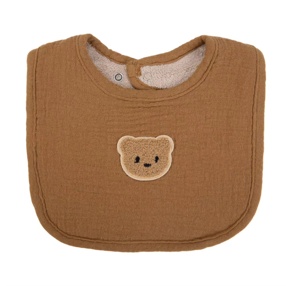 Cute Bear Muslin Cotton Baby Bibs Saliva Towel U-Absorbent Pockets Korean Children Kids Boys Girls Bandanas Feeding Burp Clothes