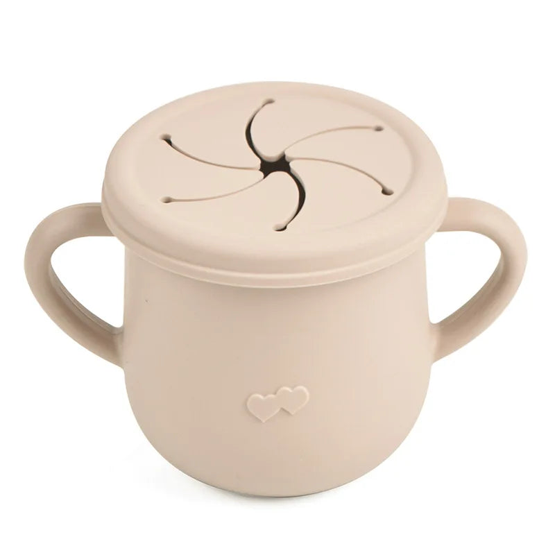 Kids Cup Silicone Food Storage Box Solid Color Baby Sippy Cup Portable Children Snacks Container with Lid Scale BPA Free 200Ml