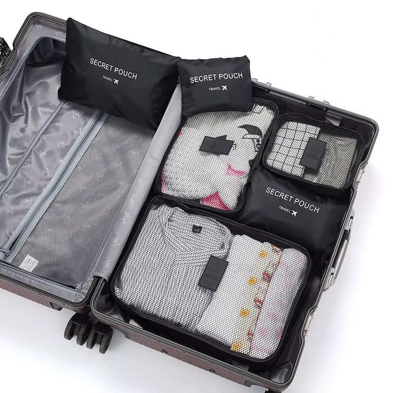 6 Pcs Travel Clothes Storage Bags Set Portable Luggage Organizer Suitcase Pouch Pouch Packing Cube for Shoes Packing Clothes
