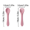 2PCS BPA Free Soft Silicone Spoon Fork Feeding Set Baby Feeding Solid Food Spoon Toddlers Cutlery for Children Tableware