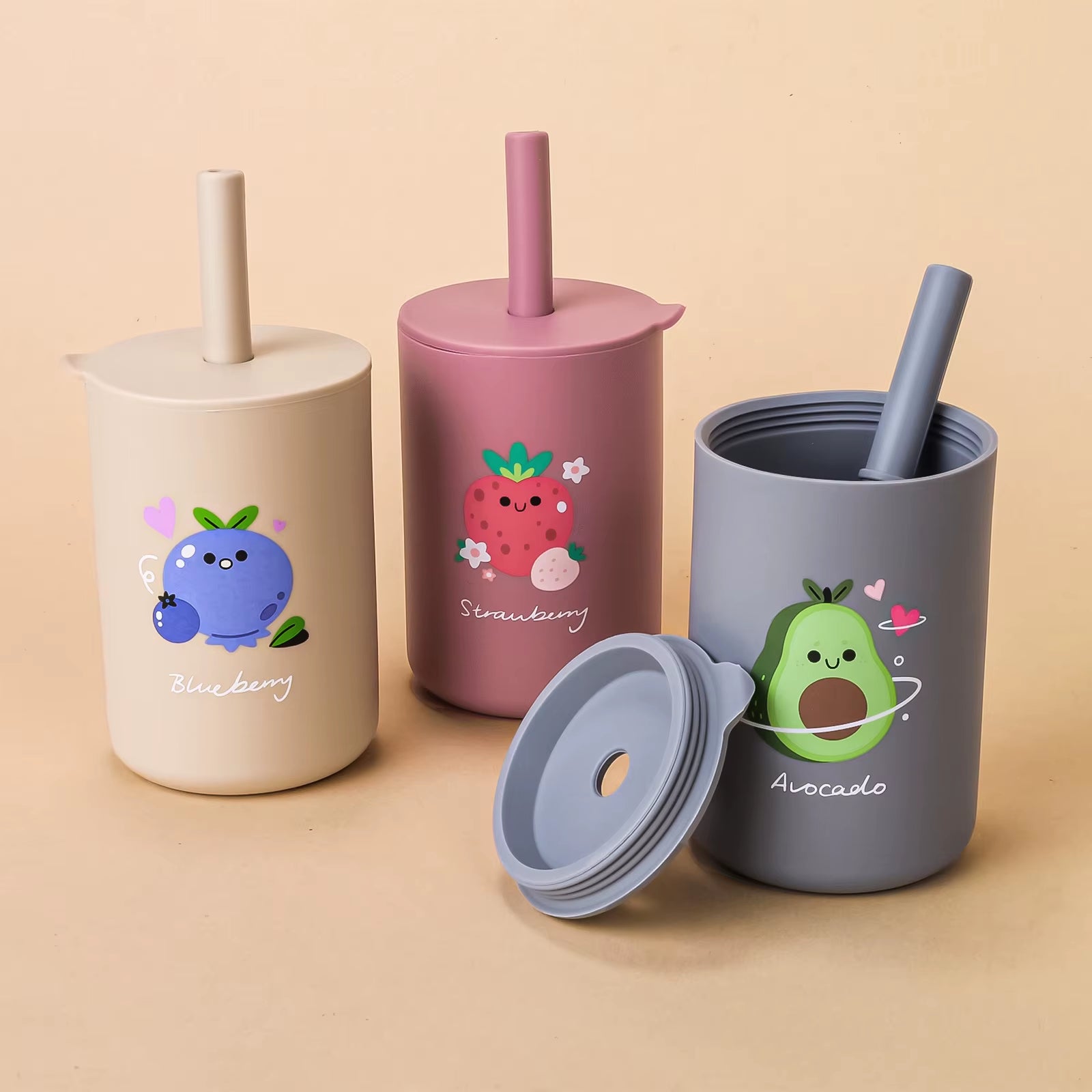 TYRY.HU 1PCS Baby Silicone Sippy Cup with Lid Portable Drinking Cup Children'S Anti-Leak Feeding Cup Food Grade Silicone 150ML