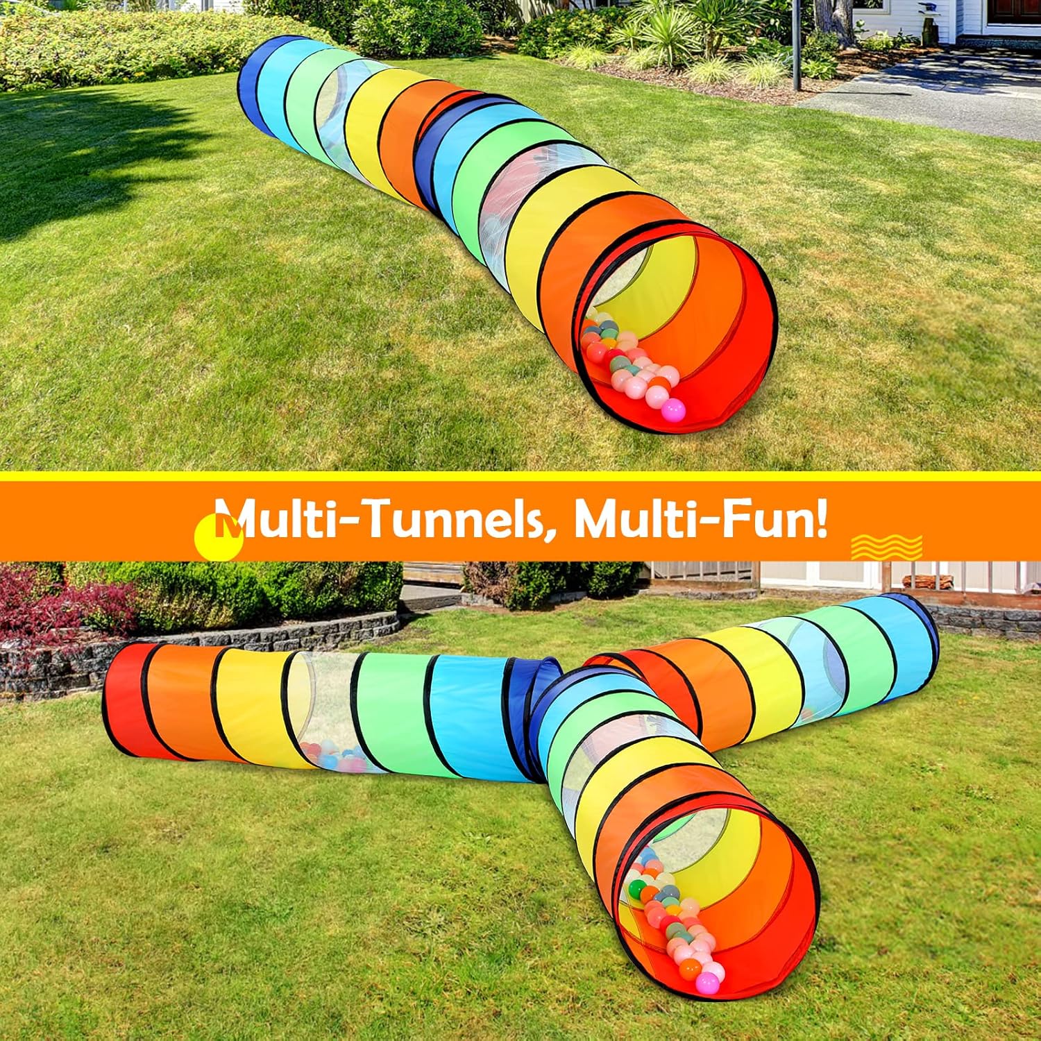 Kids Play Tunnel Tent for Toddlers, Colorful Pop up Crawl Tunnel Toy for Baby