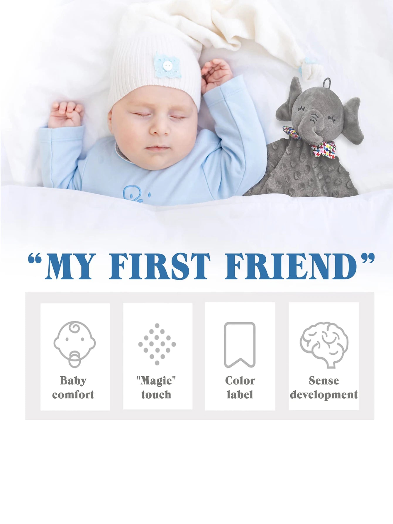 Elephant Baby Comforter Blanket Toy – Soft Rattle Towel