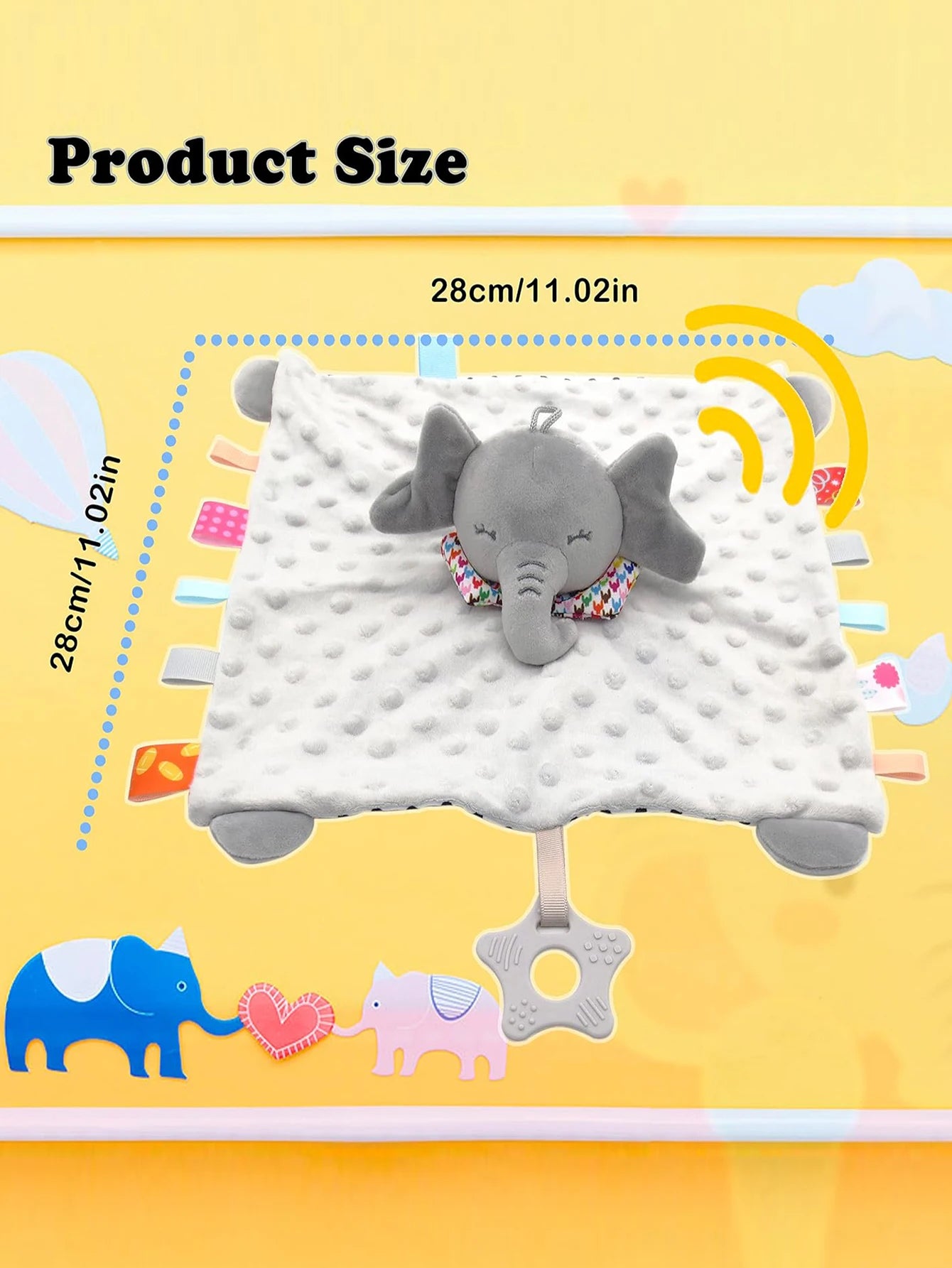 Elephant Baby Comforter Blanket Toy – Soft Rattle Towel