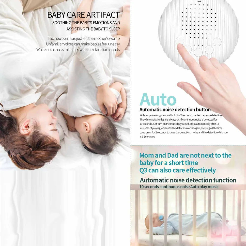 Portable White Noise Machine for Baby Sleep, USB Rechargeable