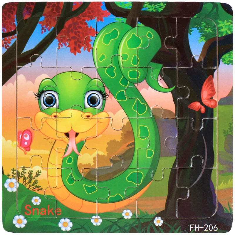 20pc Wooden 3D Animal Vehicle Puzzle Toy for Kids Age 1-3